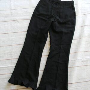 STELLA MCCARTNEY BLACK WOOL/MOHAIR PANTS RUFFLE HEM FLAT FRONT SZ IT 40 (4)
